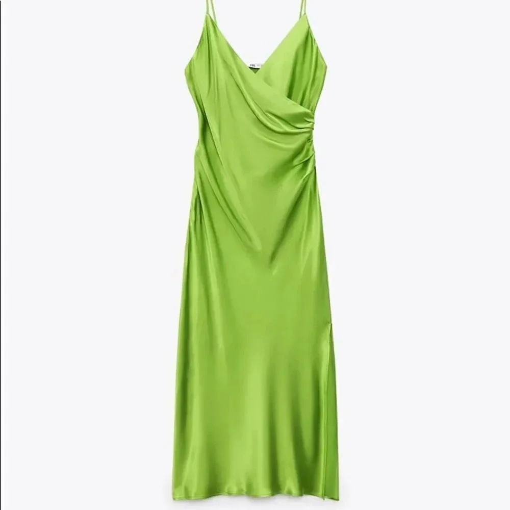 Zara neon green slip dress - Picture 2 of 16